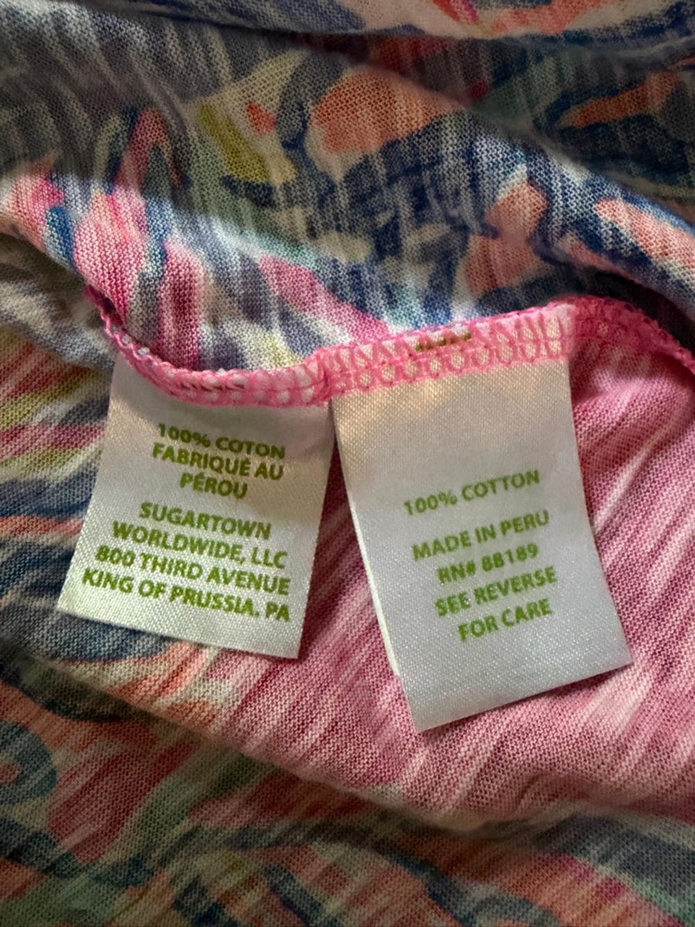 Lilly Pulitzer Etta V-Neck Tee Shirt Hot Pink Palm Print Size Small - Picture 4 of 12